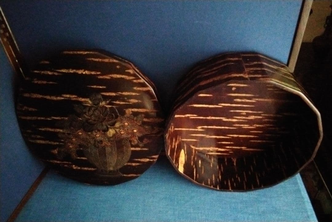 秋田 桜樺細工　茶櫃(びつ)　花籠 名工の作品