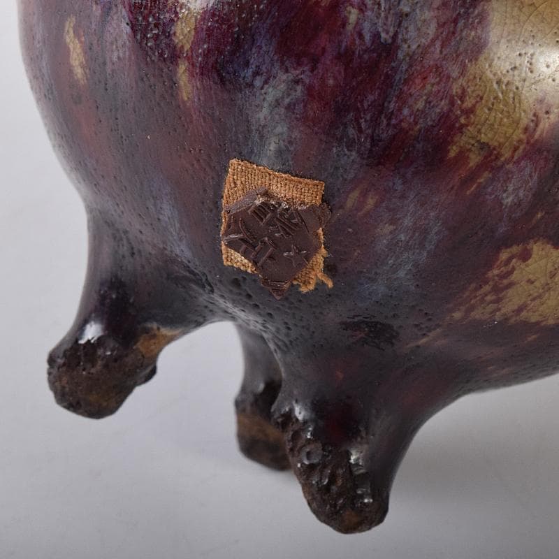 中国　均窯　釣窯釉　三つ足香炉　C　R8573