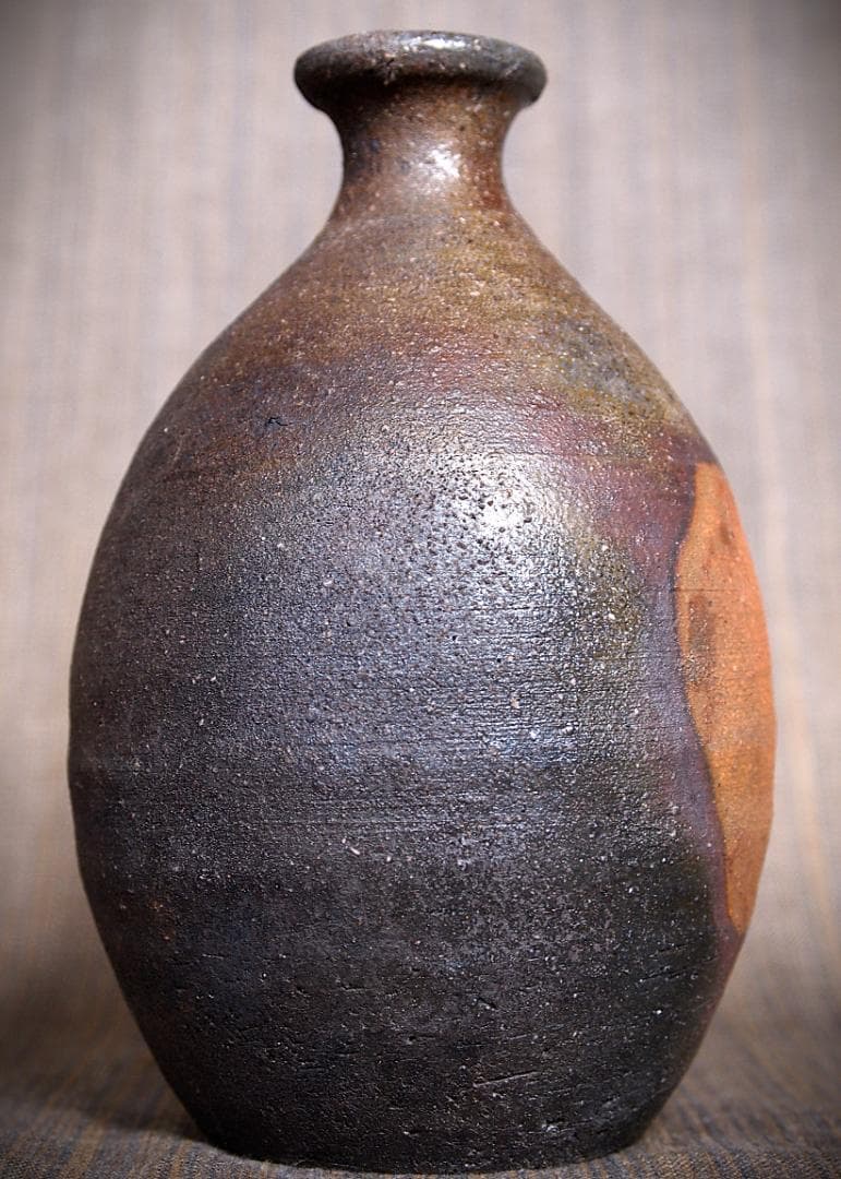 希少作★小山末廣【師：金重素山】備前徳利★共箱