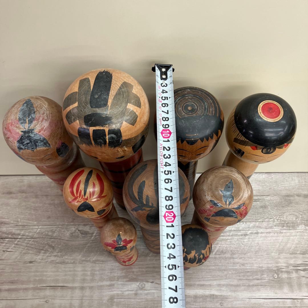 D-3 昭和レトロ 木製 こけし 小芥子 9体セット まとめ売り 日本人形