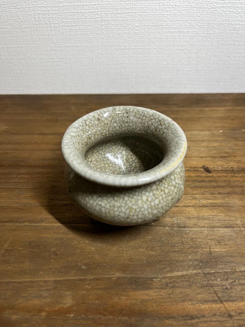 明時代　哥窯　三足香炉　明