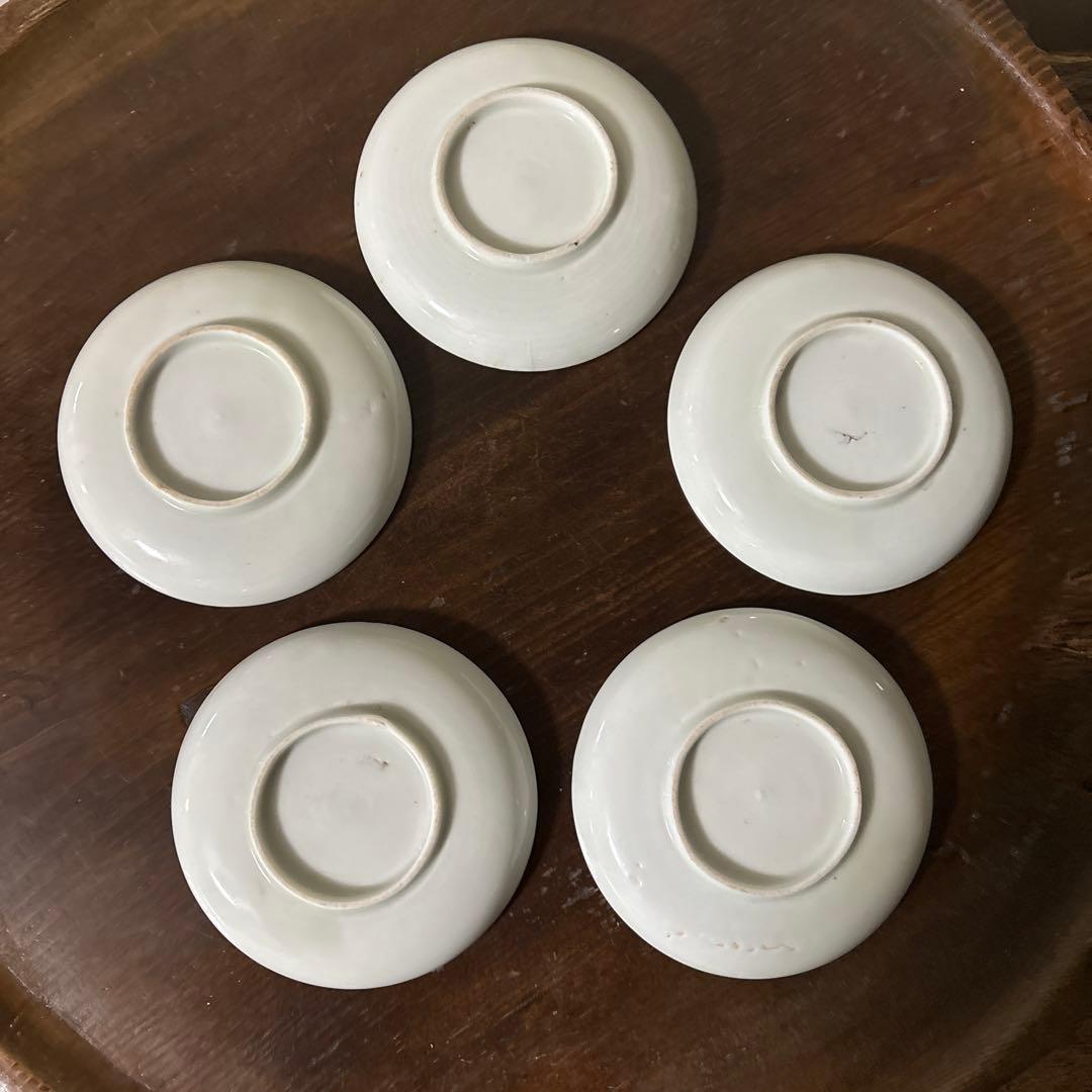 アンティーク　伊万里　うさぎ図染付小皿5点　幕末　明治　大正　検:白洲正子　李朝