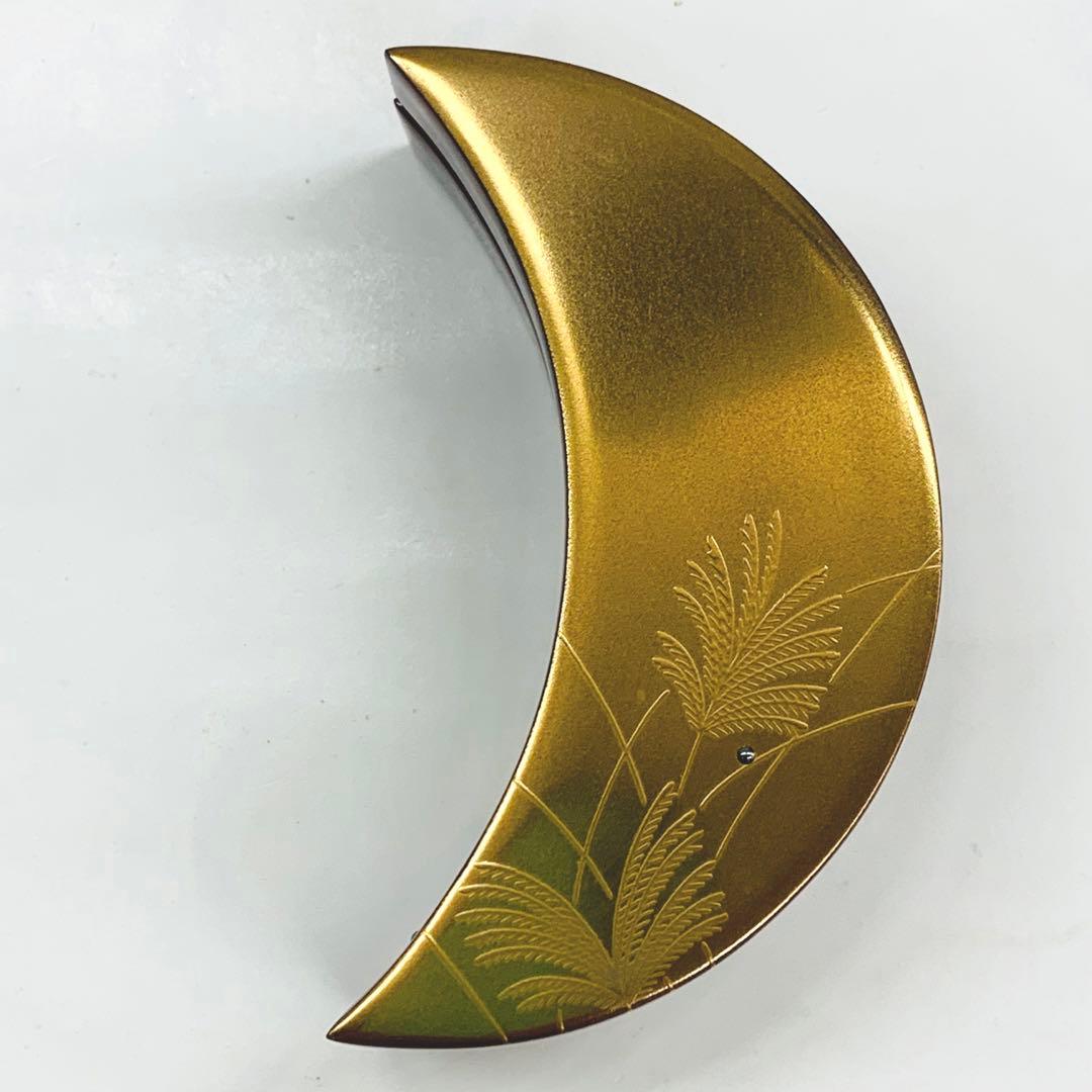 【香合　金ぼかし芒蒔絵三日月】箕輪一星　共箱