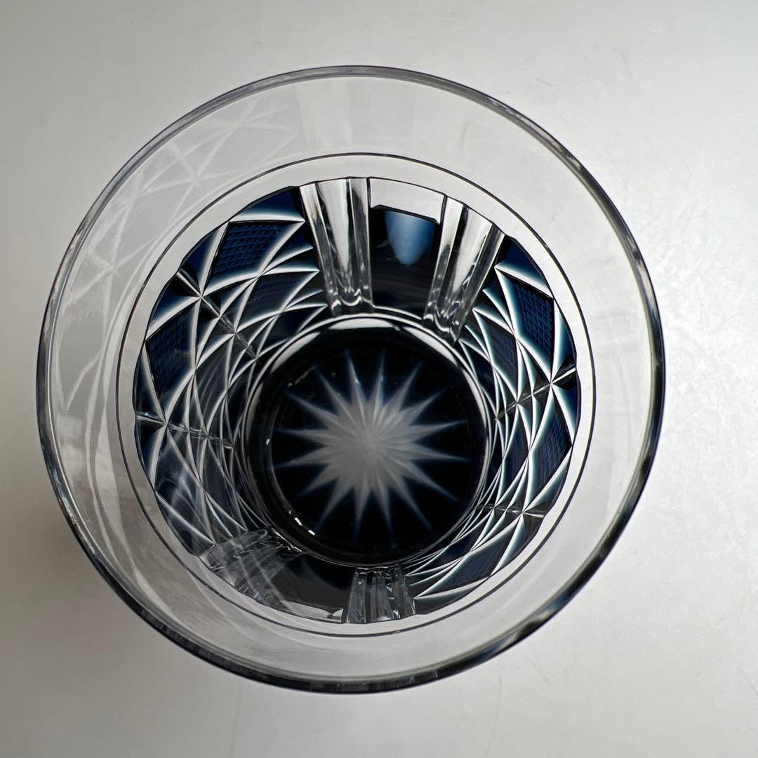 薩摩切子　島津磯斉　色被せ切子ガラス　タンブラー　共箱　東Y7-1205☆2F