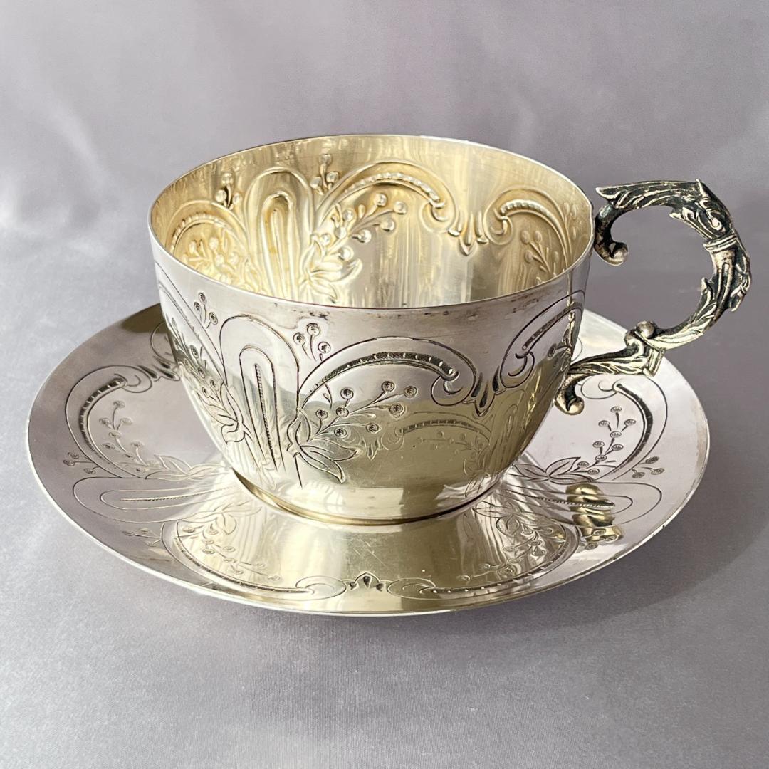 【仏蘭西】アールヌーボー カップ＆ソーサー 【シルバープレート】