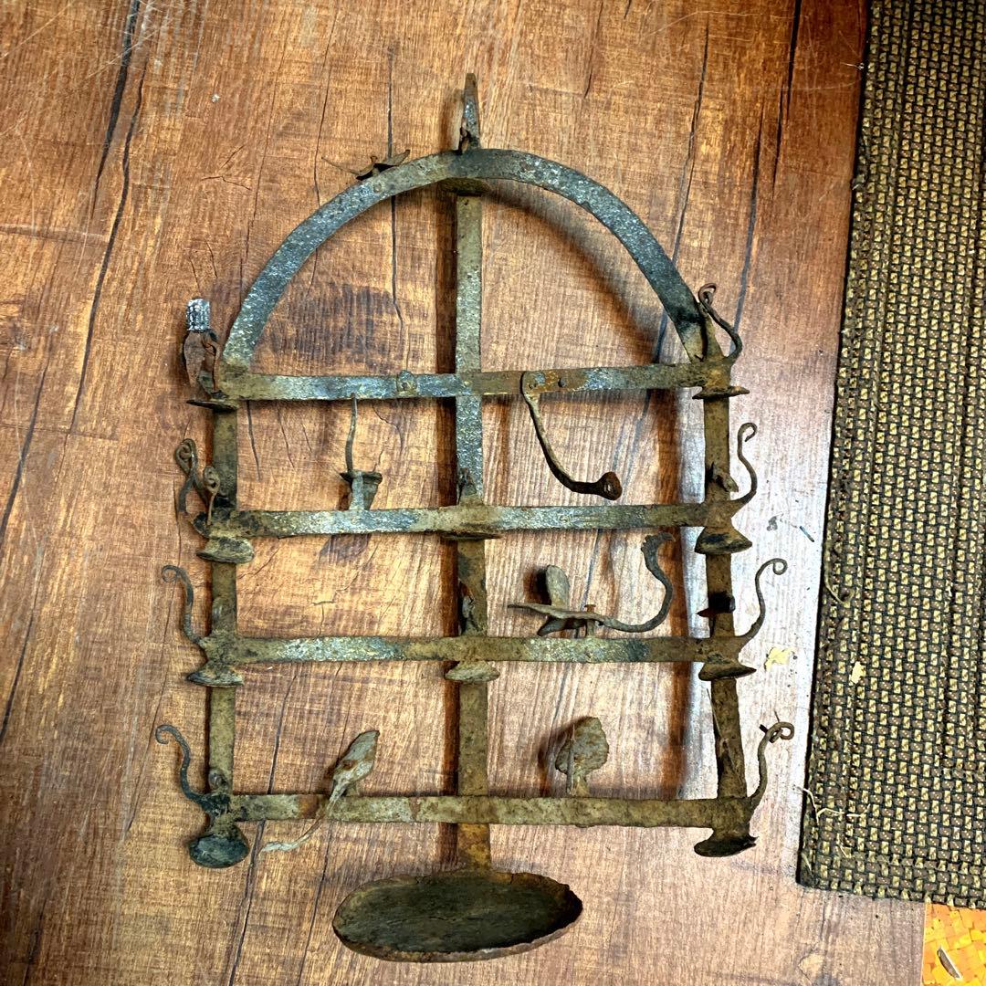 レア　アンティーク　壁掛けオイルランプ