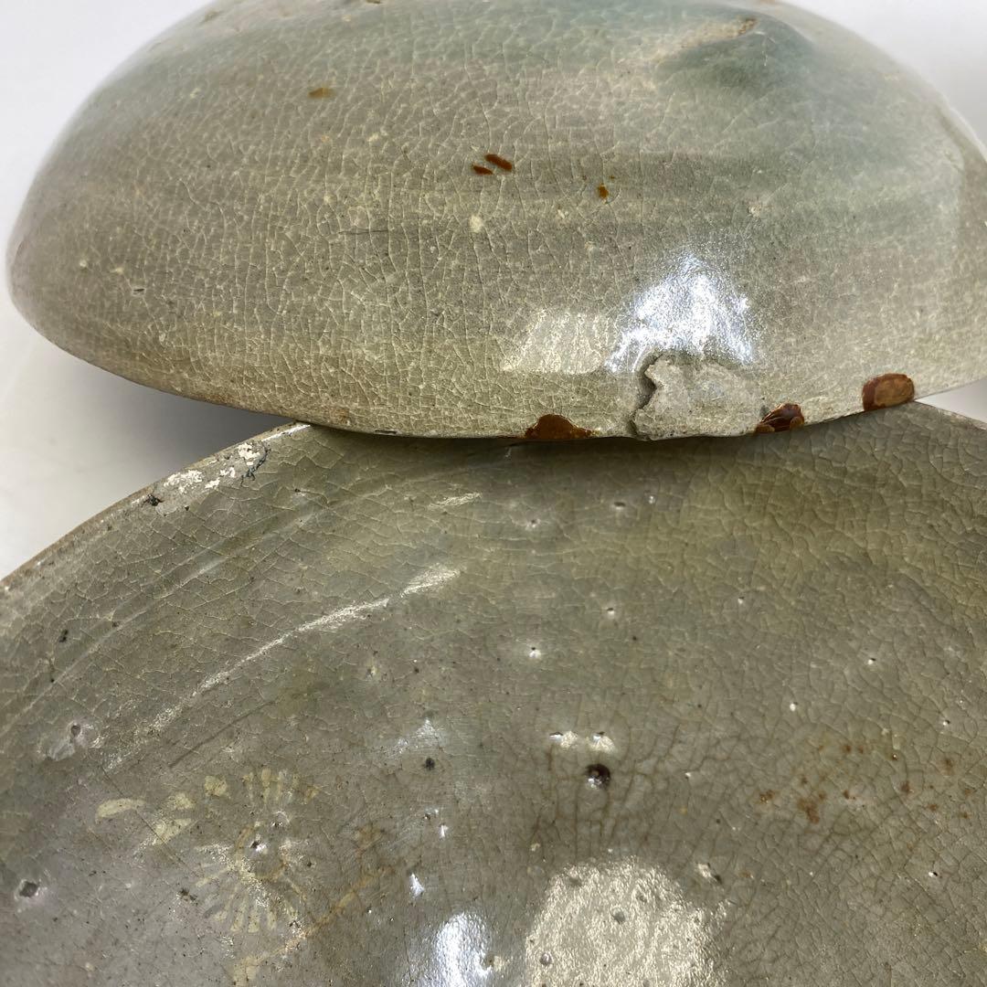 16世紀　高麗青磁　白泥象嵌鉢6点　トヒエ　東さ7-1227☆2F