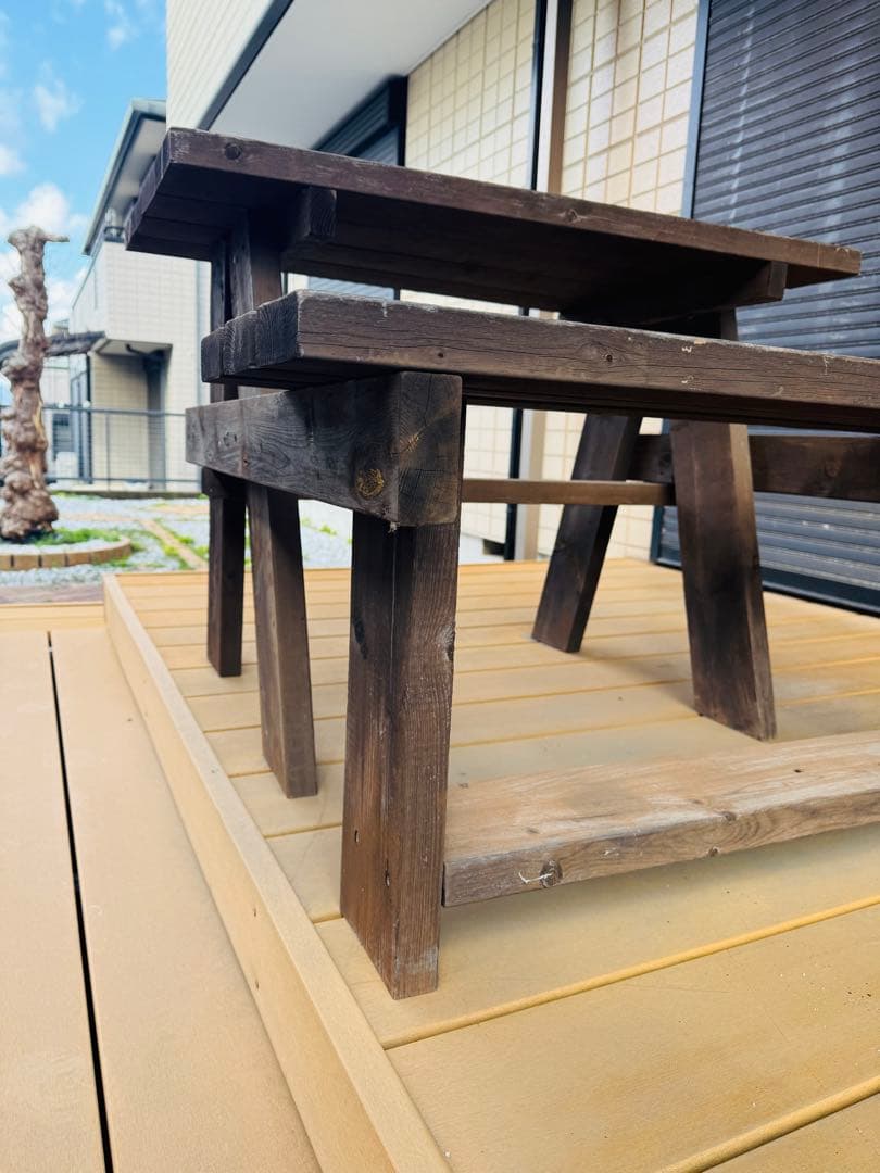 福岡発 アウトドア 手作り テーブル チェアセット 食卓机 椅子 木製