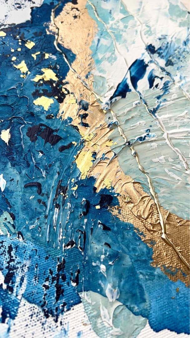 絵画　アート　青　金　インテリア　海外　ホテル　ギフト　新築祝い　テクスチャー