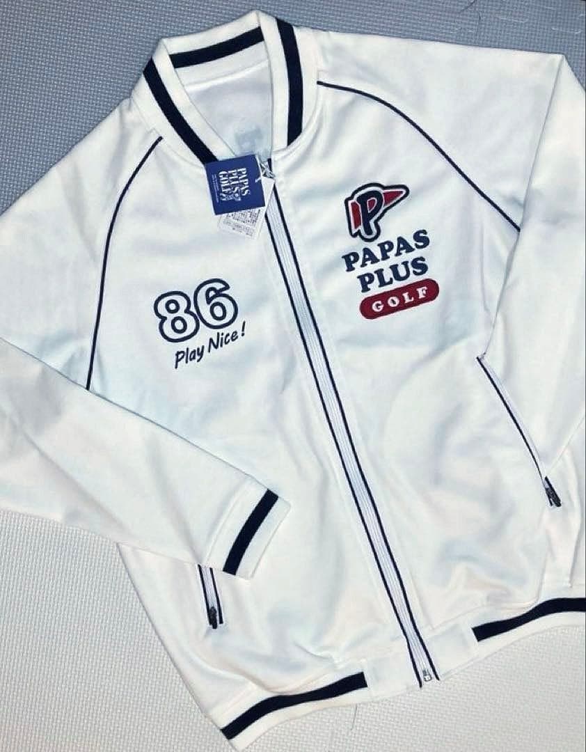 PAPAS PLUS GOLF ジップアップトラックジャケット（ホワイト／M）