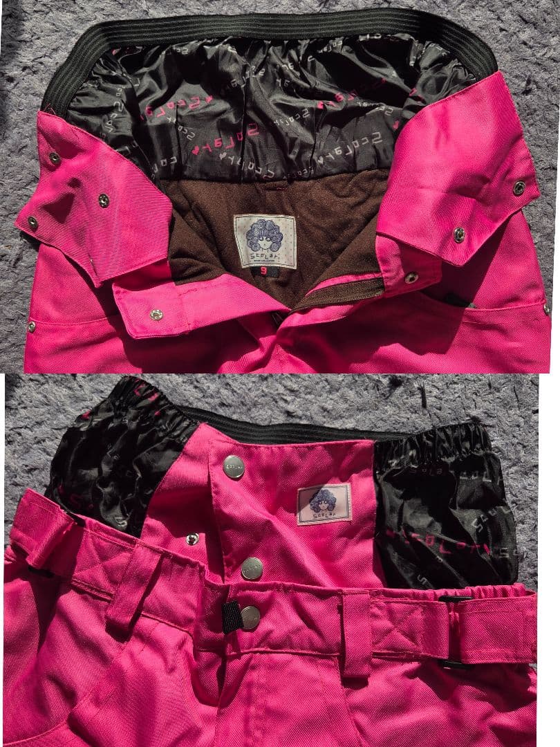 スノーウェア　上下セット　上M／下9号　ピンク×黒　多機能　通気性　レディース