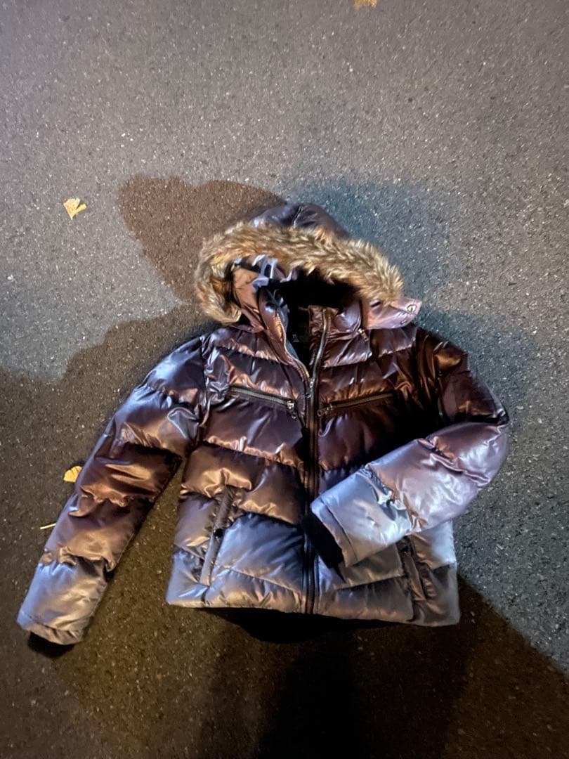 Y2K ファー付きダウンジャケット 平成 ギャル男 光沢 短丈 opium