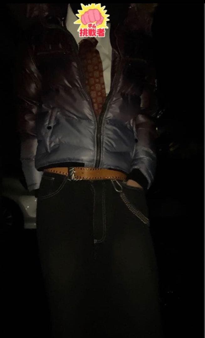 Y2K ファー付きダウンジャケット 平成 ギャル男 光沢 短丈 opium