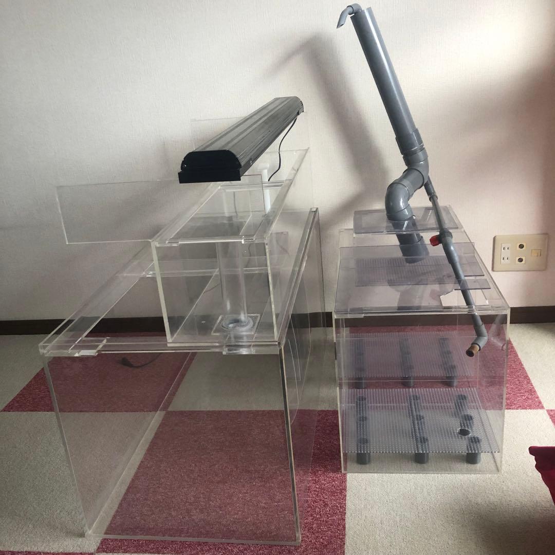 【特注品】90cmアクリルWオーバーフロー水槽(本水槽+リフジュウム水槽)