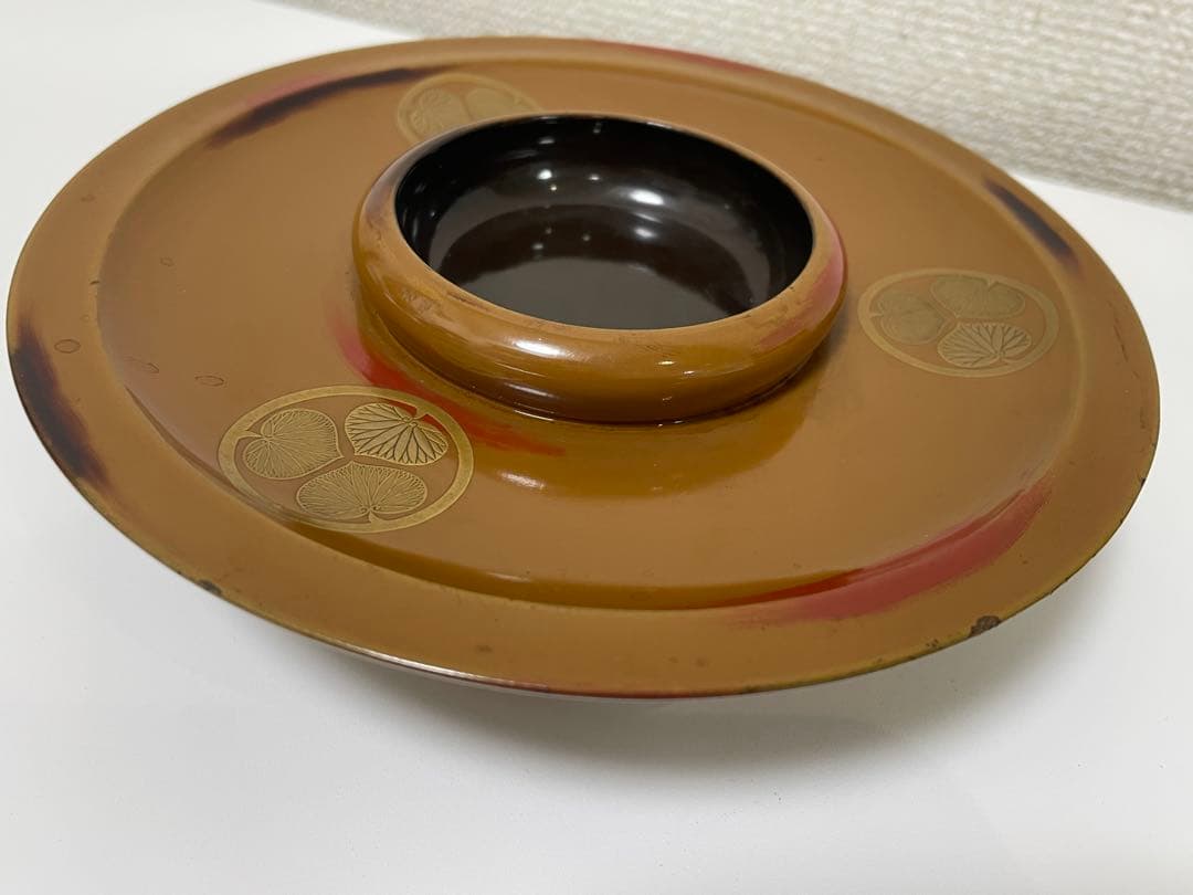 葵紋 天目台 漆器 木製 アンティーク レトロ 時代物 茶道具 骨董品