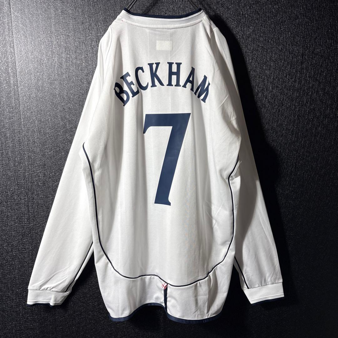 【★ベッカム】 古着 アンブロ イングランド代表 7番 2XL 白 長袖 ホーム
