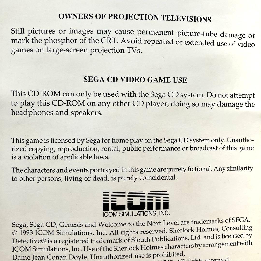 その他 Sherlock Holmes Volume II SEGA CD
