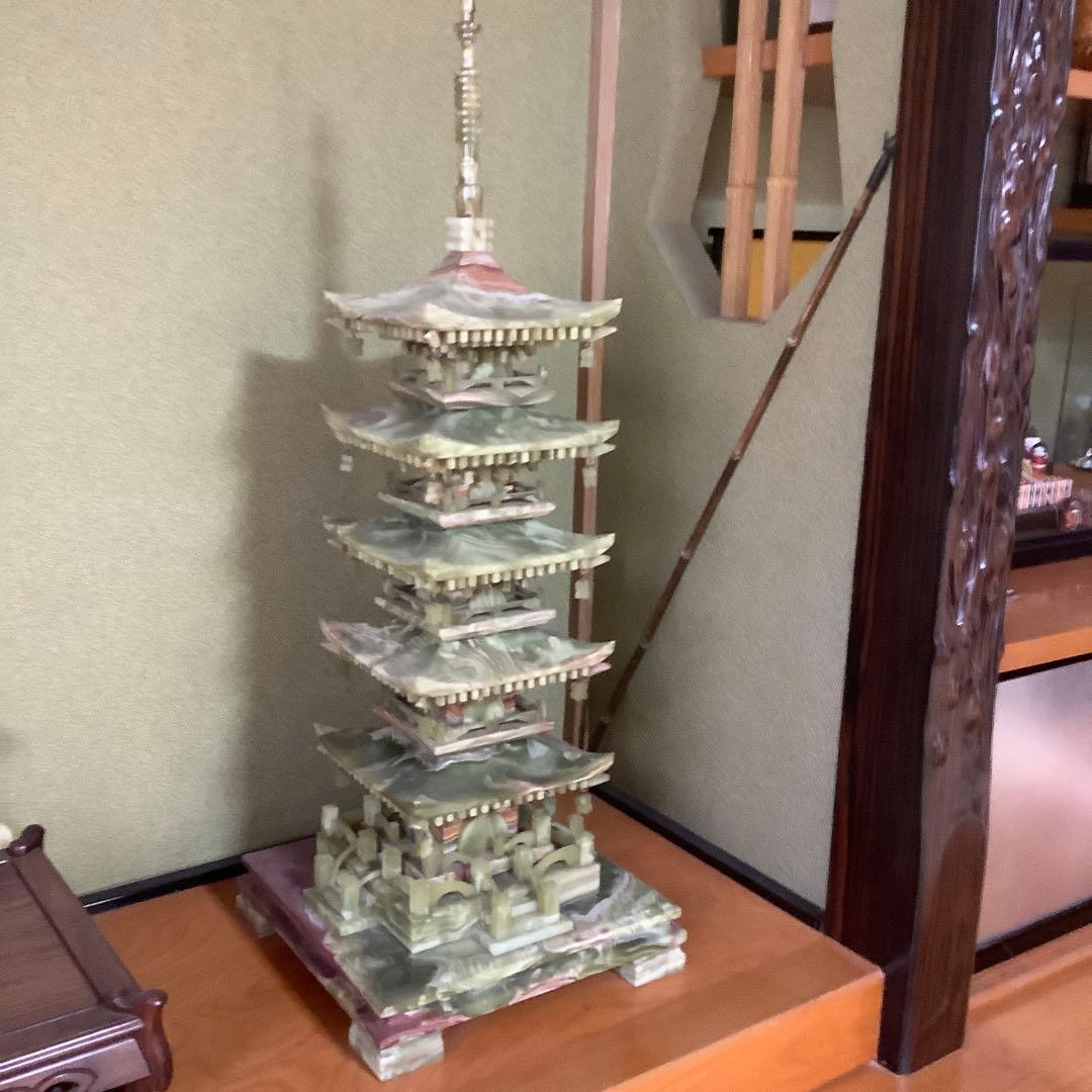 翡翠製 五重塔置物 高さ約97cm