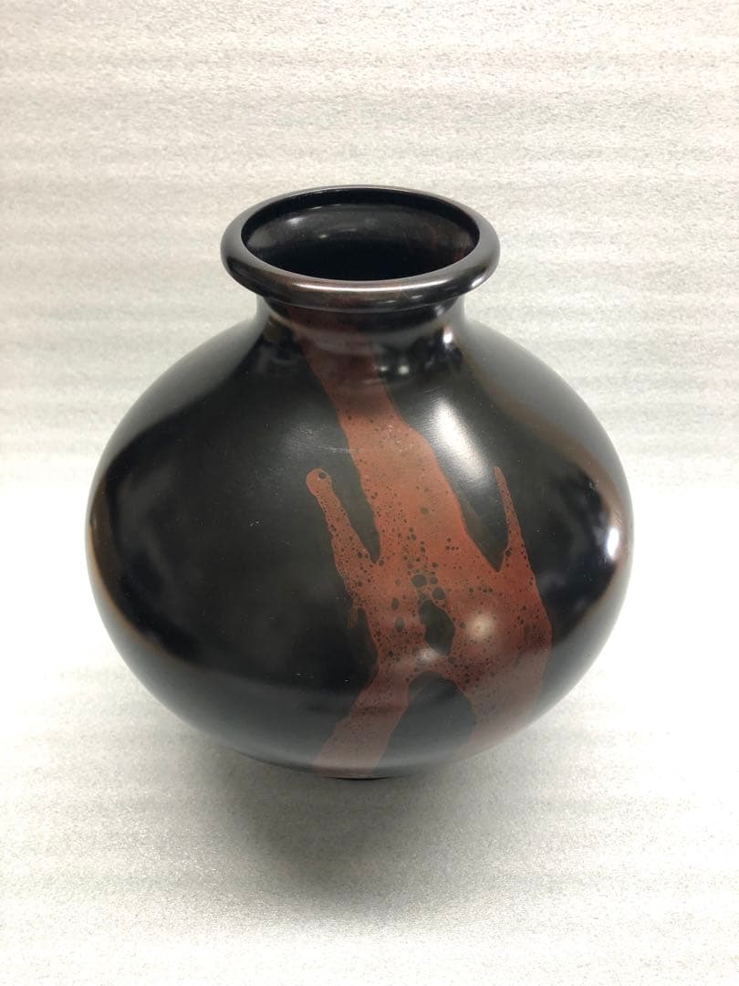 花器　花瓶　双鶴彫金　真峰作　ブロンズ