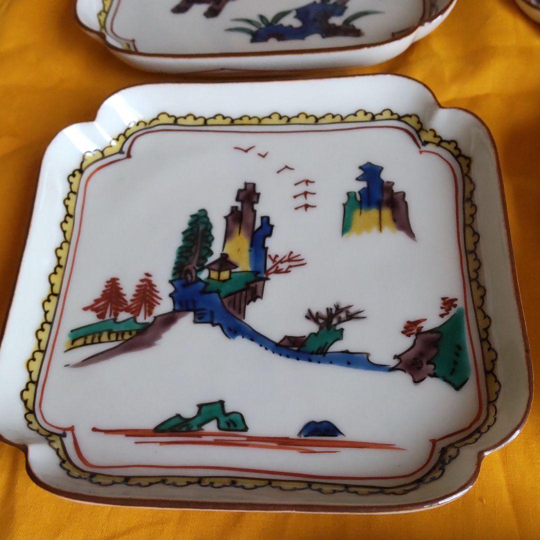 九谷作家宮川哲治造　古九谷風絵変　【銘々皿】【手描き】【古九谷風】【菓子皿】