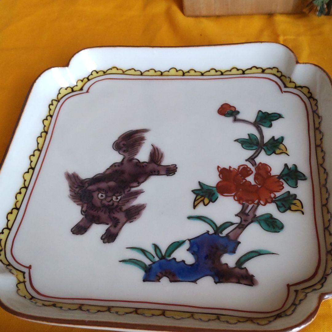 九谷作家宮川哲治造　古九谷風絵変　【銘々皿】【手描き】【古九谷風】【菓子皿】