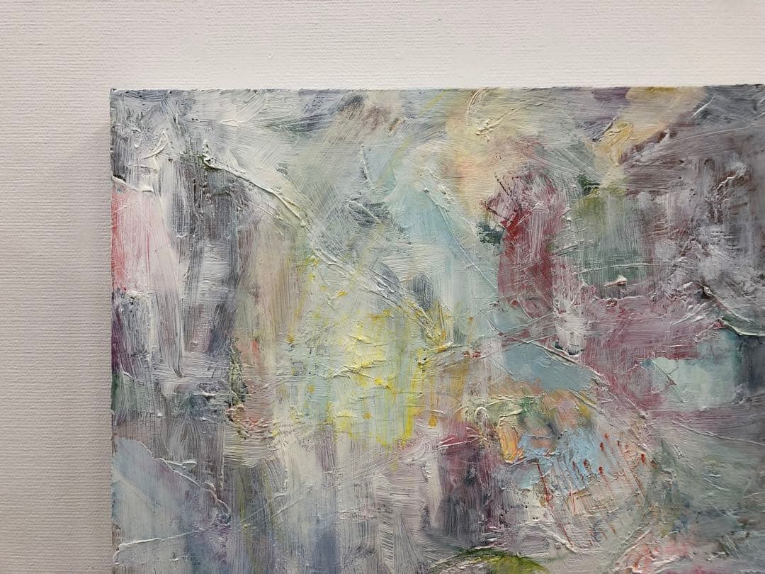 【F40号】冬の日#02 油絵 oilpainting 原画 ホワイト チェック