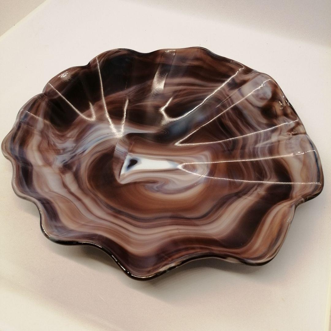 ガラス フリル皿 昭和レトロ お皿 径25cm