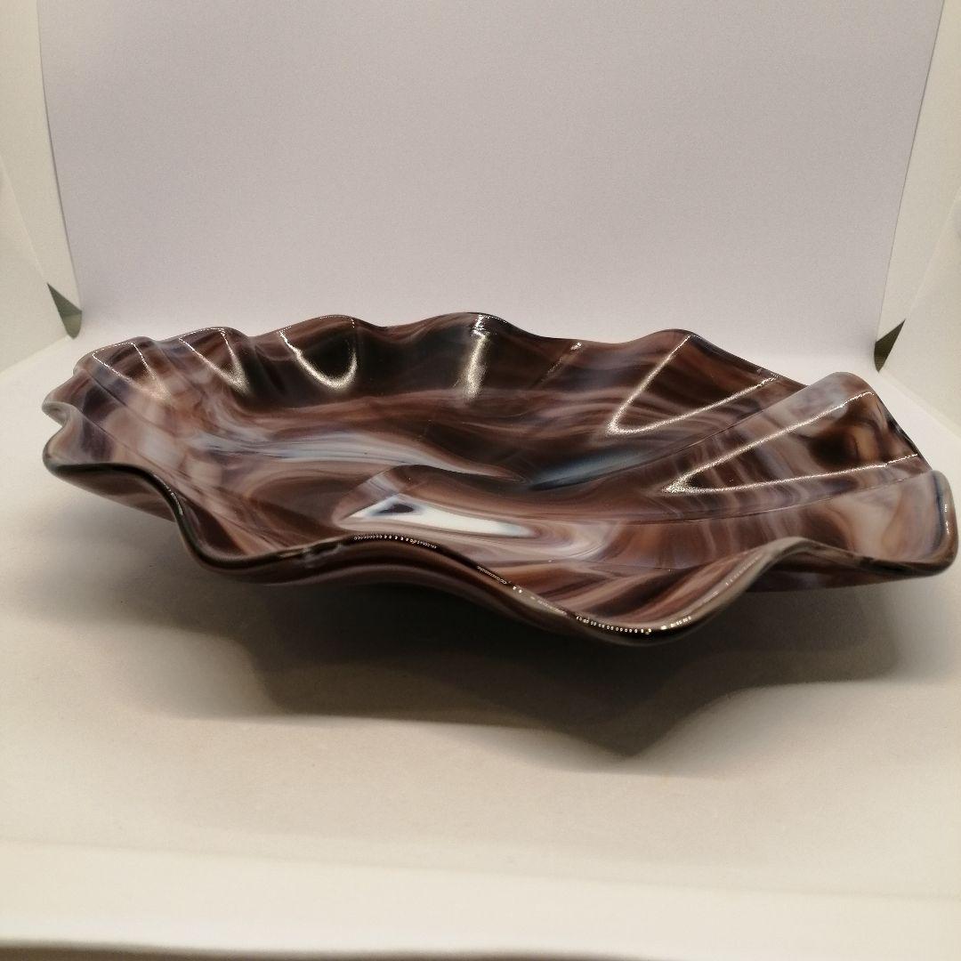 ガラス フリル皿 昭和レトロ お皿 径25cm