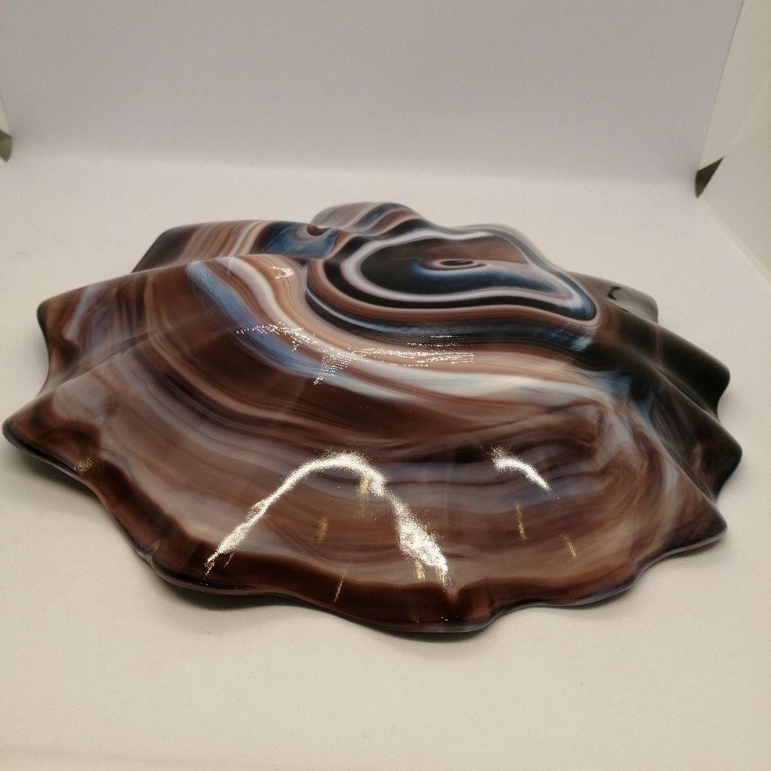 ガラス フリル皿 昭和レトロ お皿 径25cm