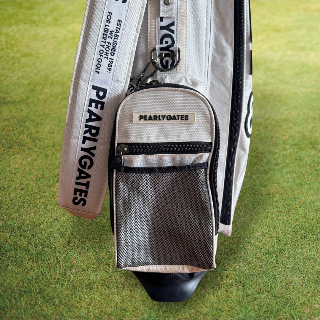 美品　パーリーゲイツ　キャディバッグ　ショルダー式　スタンド式　軽量　白　黒