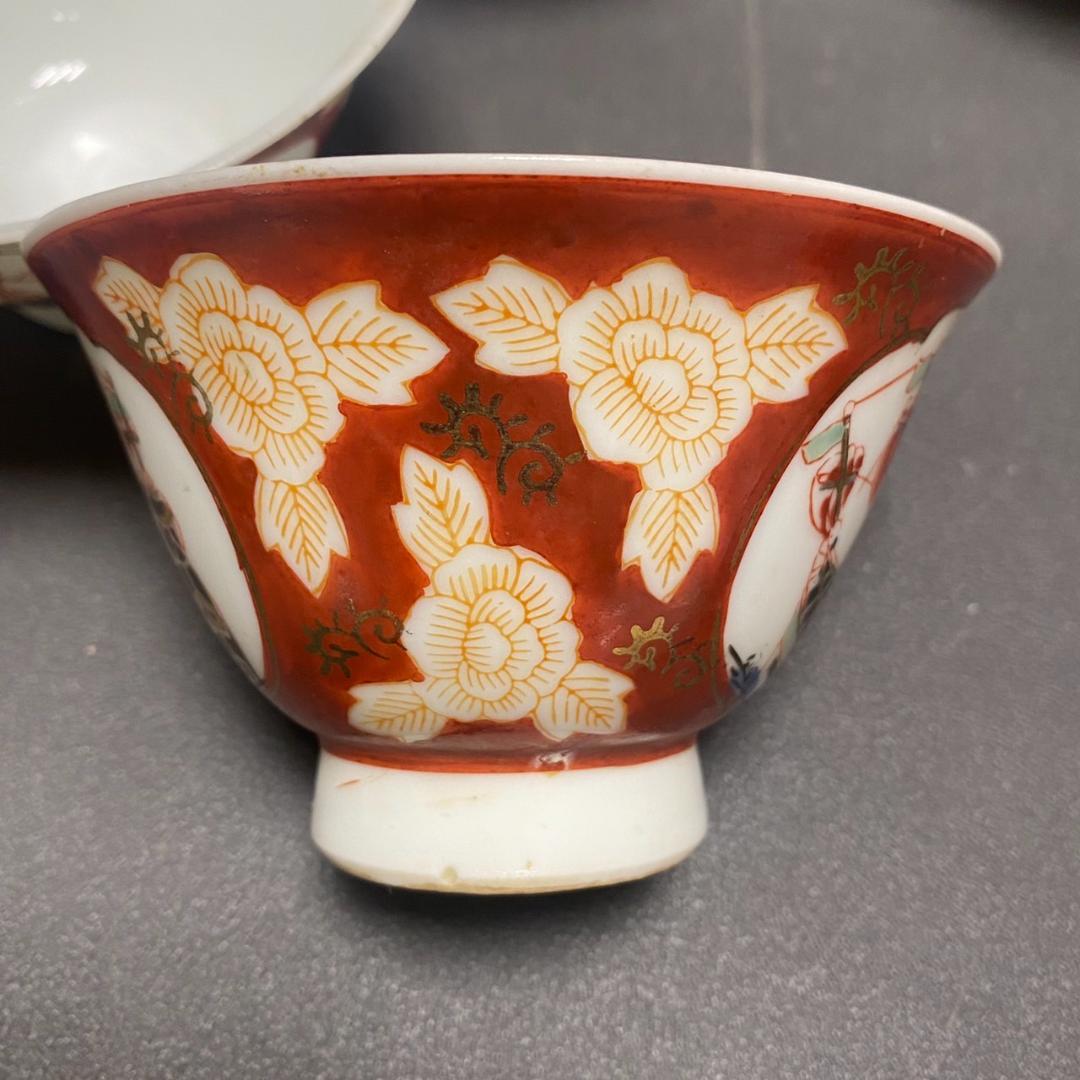 240202D 九谷　南蛮船図 珍しい図柄　7客