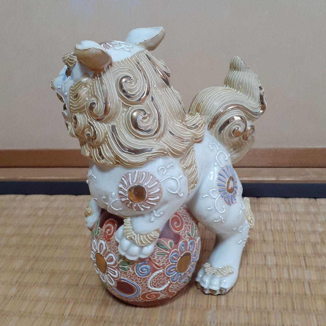 九谷焼き　狛犬　獅子　アンティーク骨董品18cm