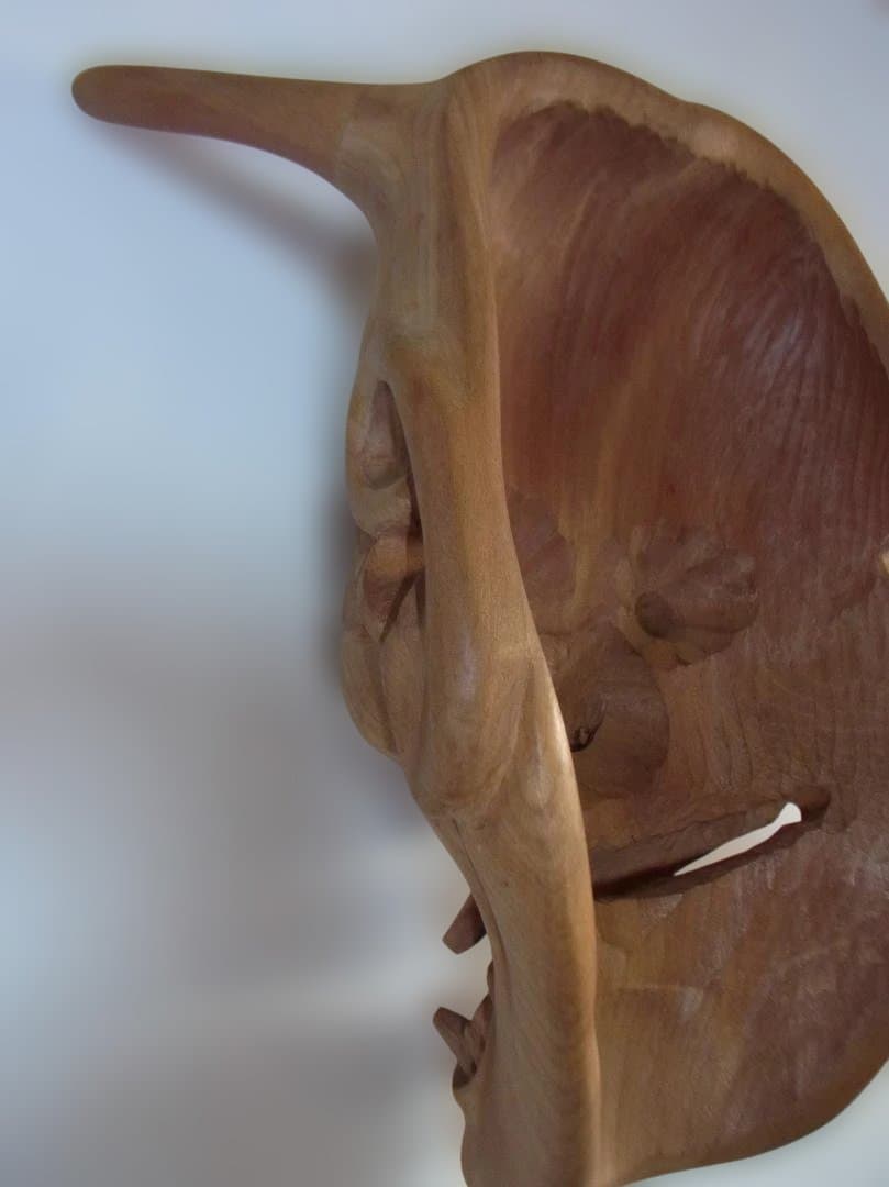 極上木製般若面角付き和風 インテリア