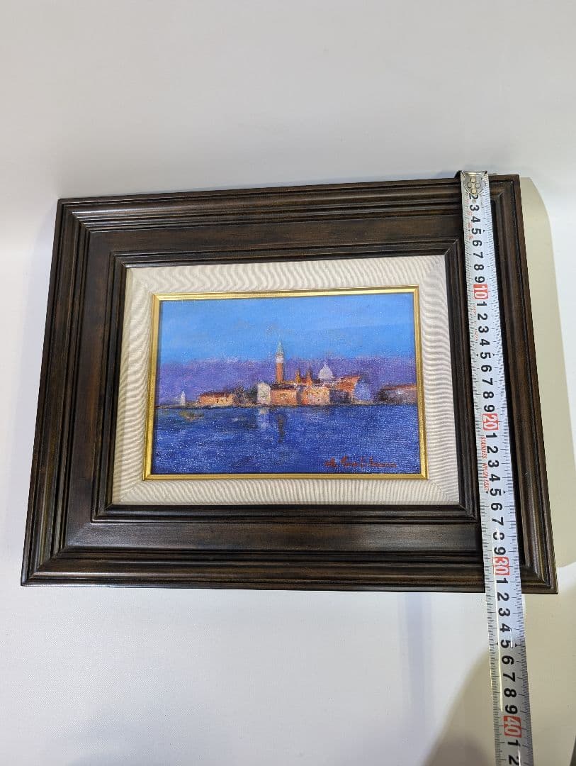 真作 洋画 油彩 藤原薫 ヴェネチア 朝陽 F0サイズ 香川県画家風景画 油彩画