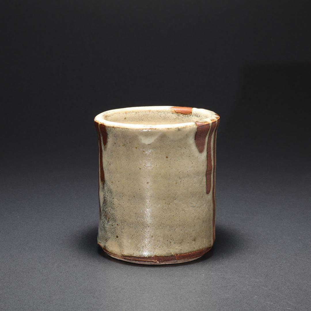 浜田庄司　白釉抜絵筆立て　人間国宝　R1614K2