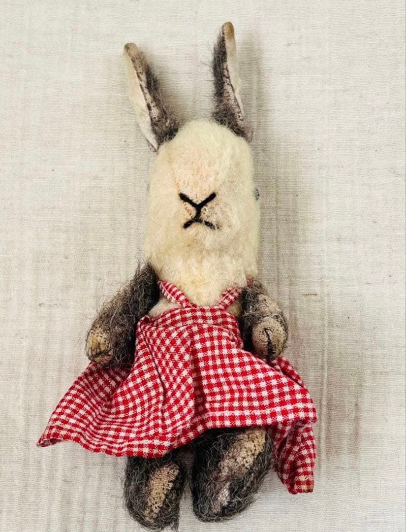 アンティークヴィンテージ英国製小さなうさぎバニーぬいぐるみテディベアビスクドール