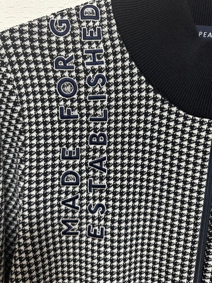 【美品】Lサイズ PEARLY GATES メンズ ニットジップアップ 千鳥柄