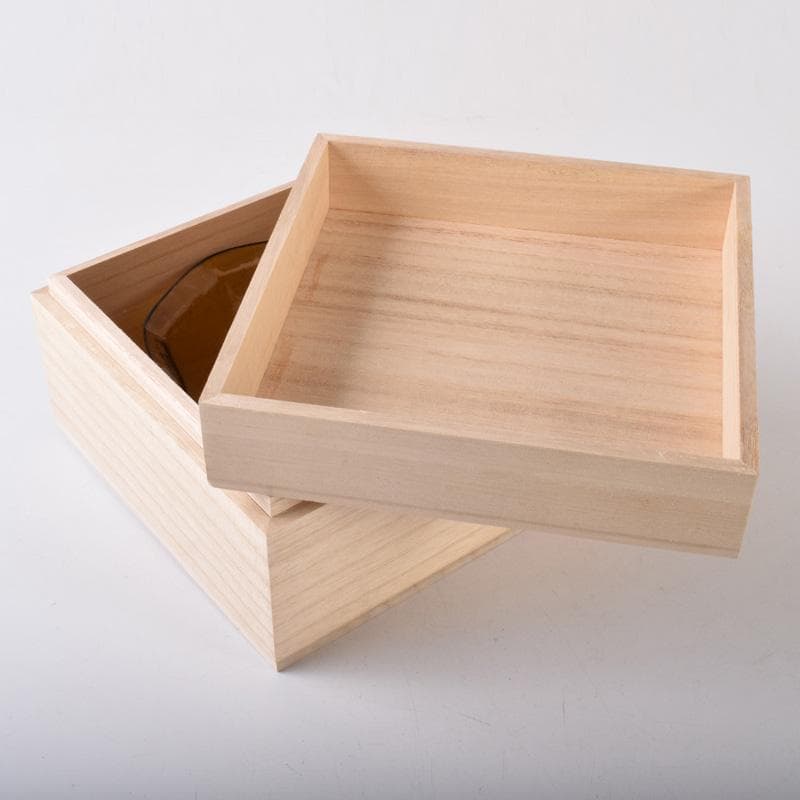 アンティーク　ガラス工芸　八角皿　時代箱付　V　7488