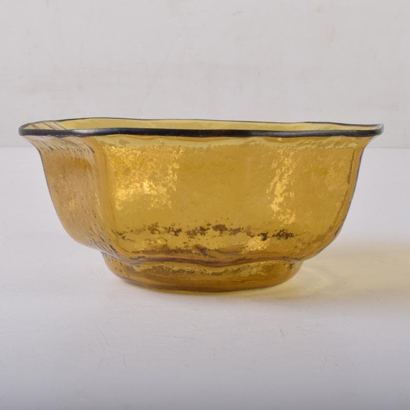 アンティーク　ガラス工芸　八角皿　時代箱付　V　7488