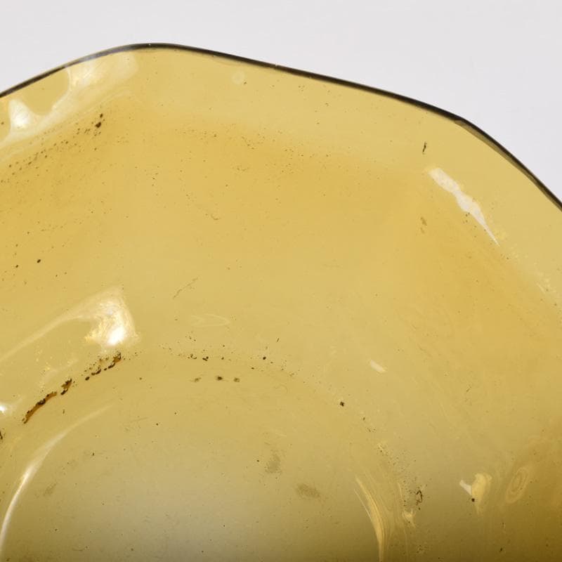 アンティーク　ガラス工芸　八角皿　時代箱付　V　7488