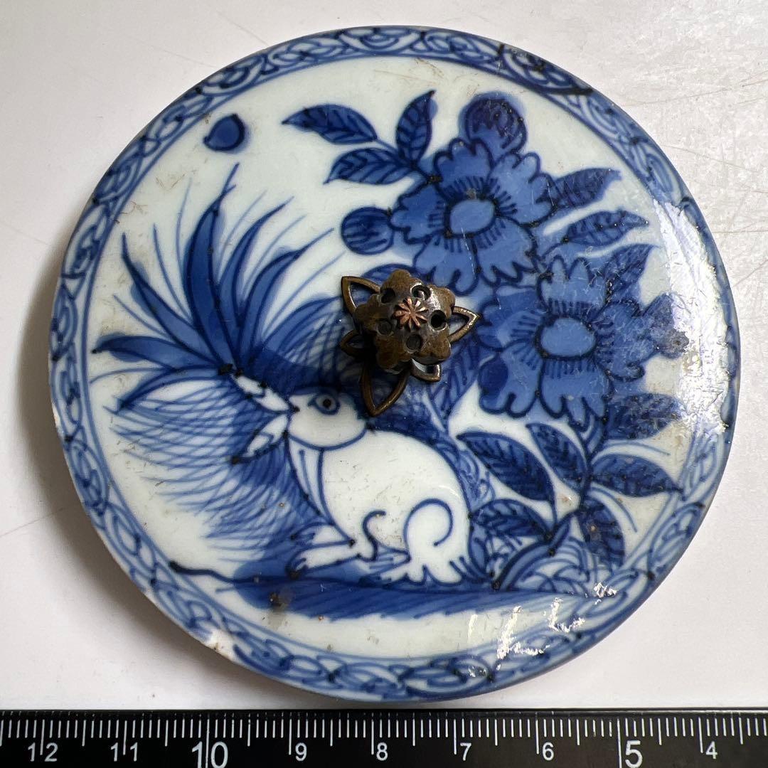 中国明時代　ウサギの図蓋　直径8.7㎝　東Y8-0203☆2F