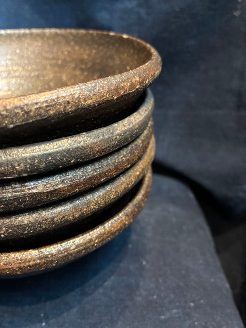 岩谷窯　山本教行　片口小鉢　5客　傷無　直径14.4センチ　民藝　吉田璋也に師事