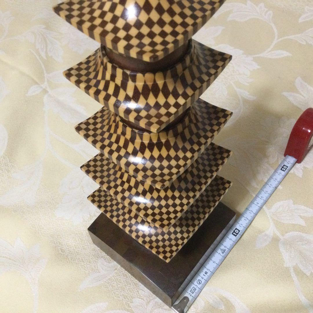 【廃版希少品】工芸品　箱根寄木細工　五重塔　高さ38cm