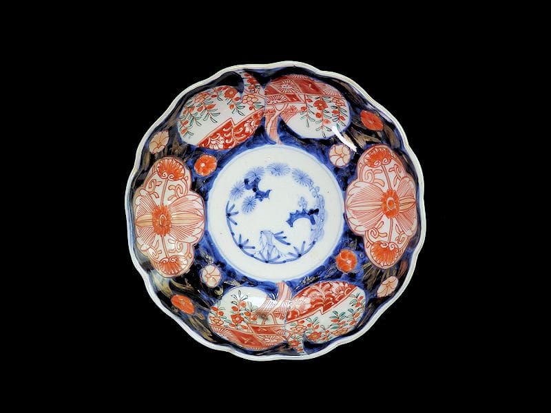 古伊万里　金襴手　枝垂れ桜に花の図　膾皿　5客　C738AS-fbef