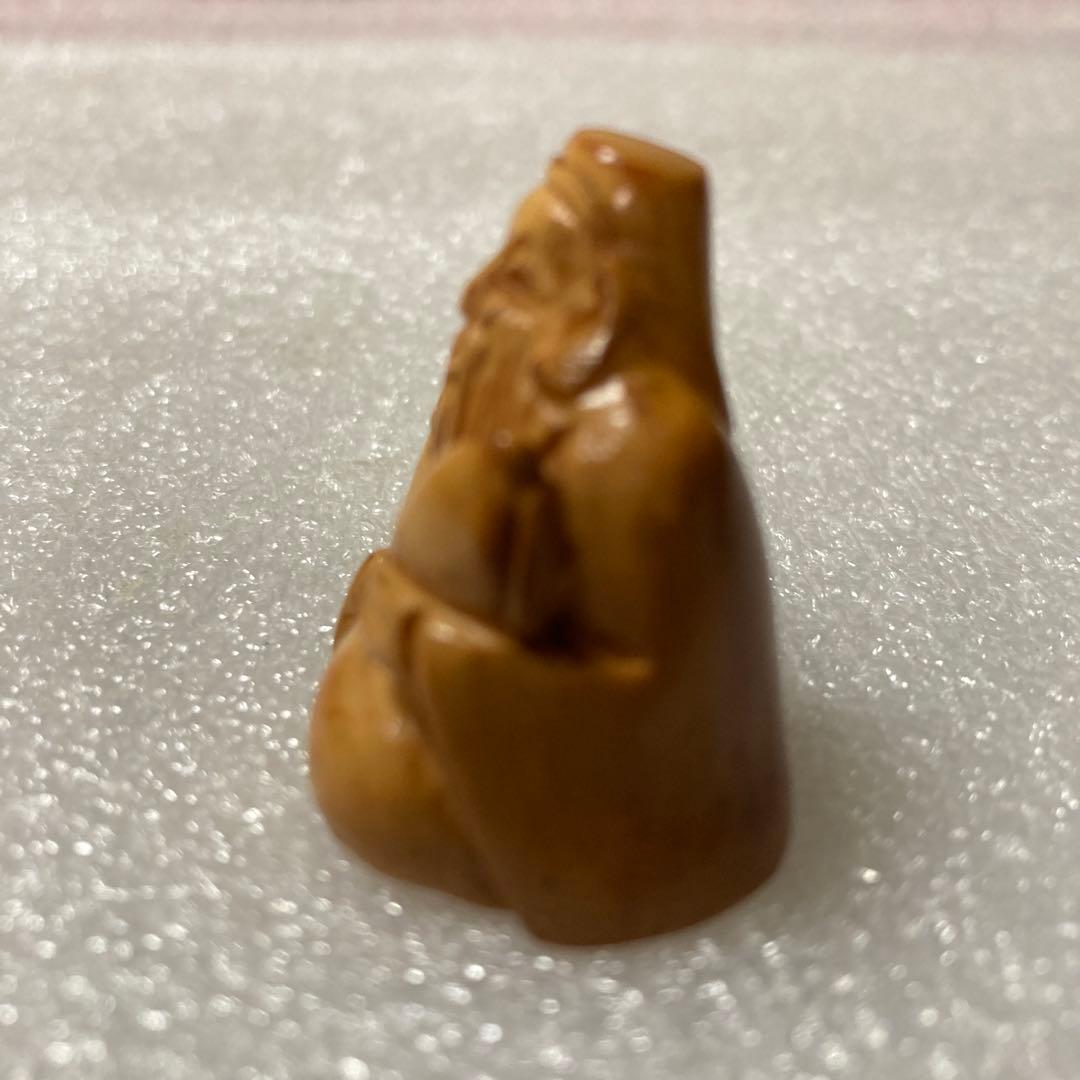 極上天然素材　寿老人彫刻　根付　提げ物