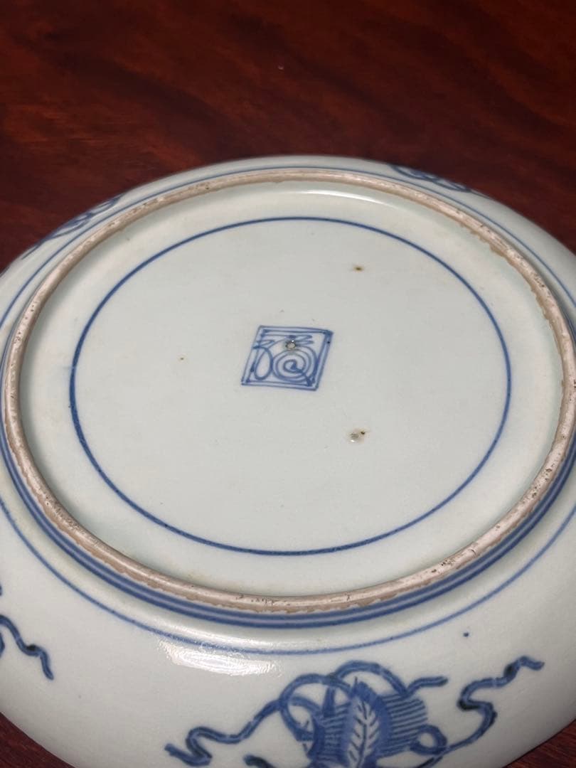 古伊万里　印判　無傷完品　中皿　紙刷　柿右衛門　渦福　角福　藍九谷　江戸中期