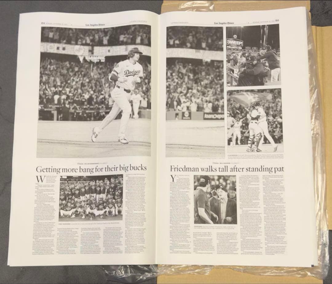 ドジャース 大谷翔平 『伝説の試合記念号】ロサンゼルスタイムズ　額縁入り※ラス①