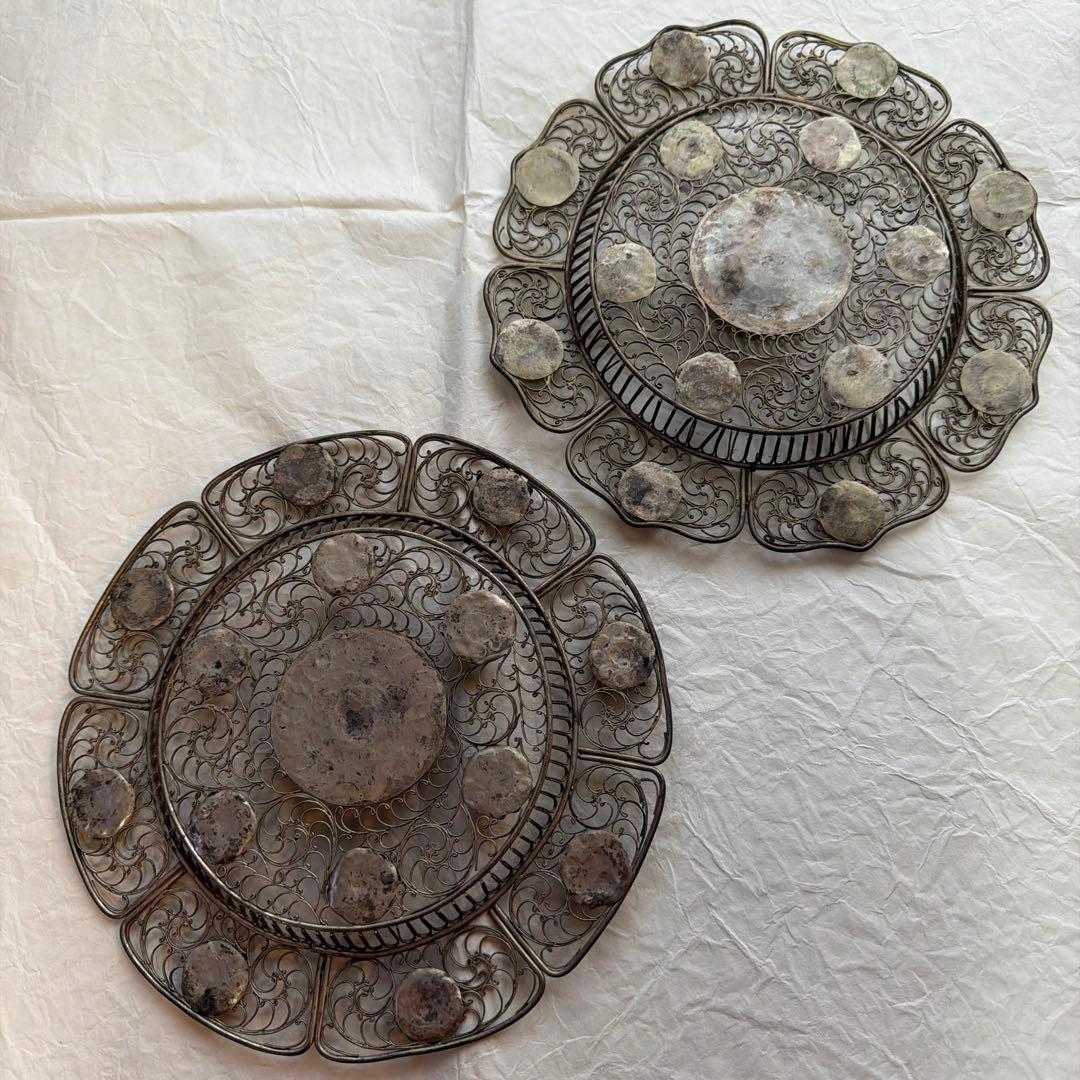 チベット アンティークフリグリーお皿 2枚セット