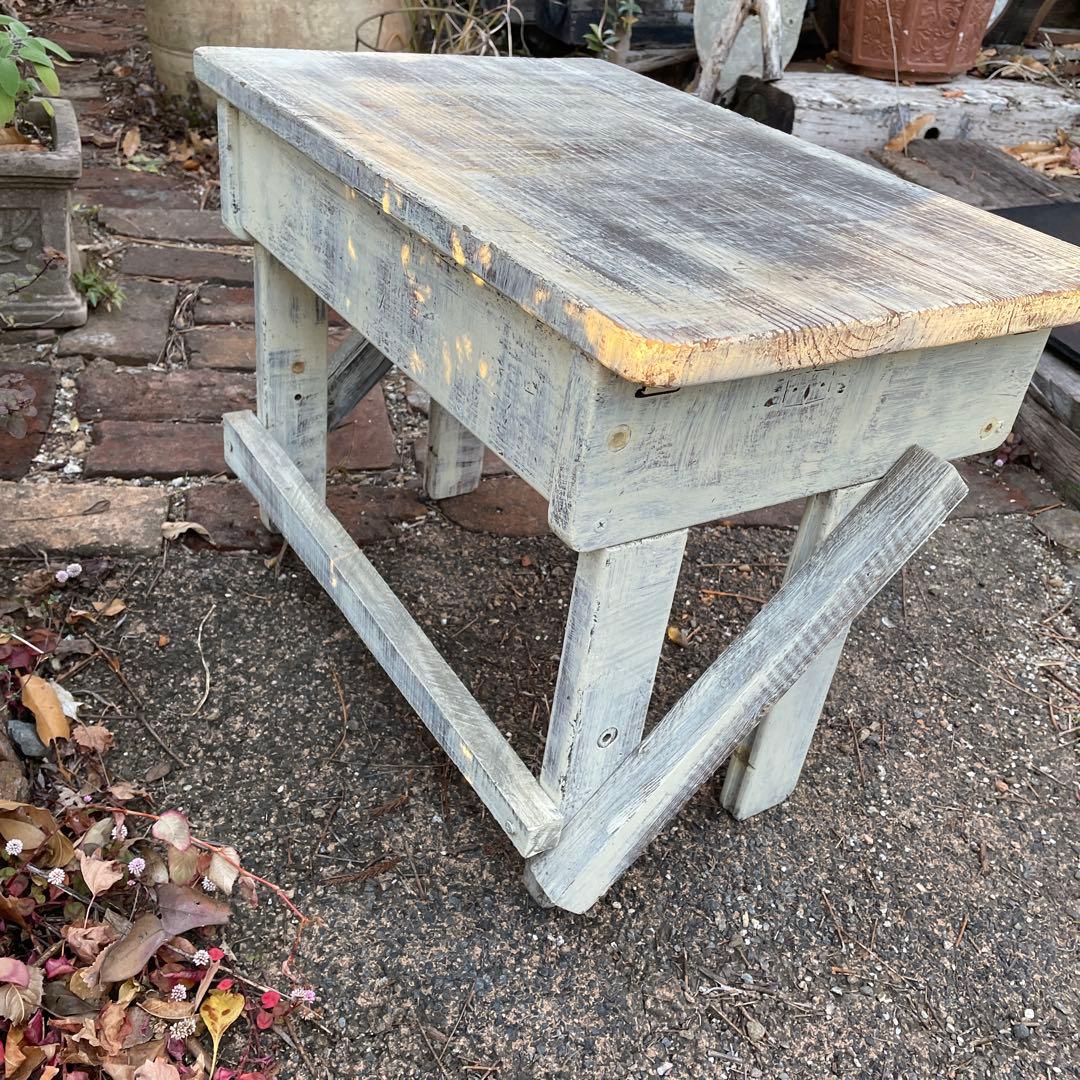 古道具　机　フレンチカントリー風　リメイク　木製　文机