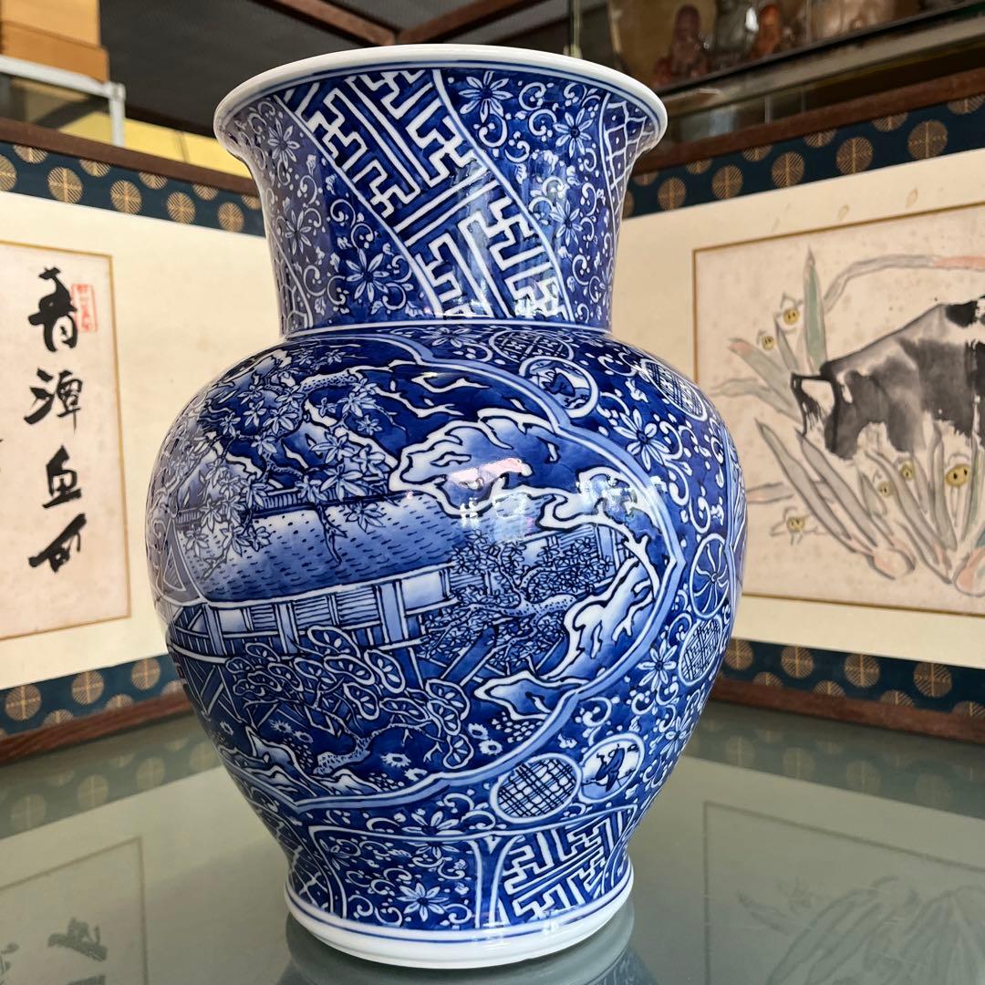 平戸三川内焼　裕祥窯　染付大花瓶